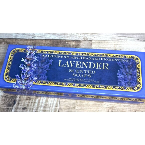 Saponificio Artigianale Fiorentino Lavender Scented Soaps In Gift Box 3x3.4 Oz R - Picture 1 of 6